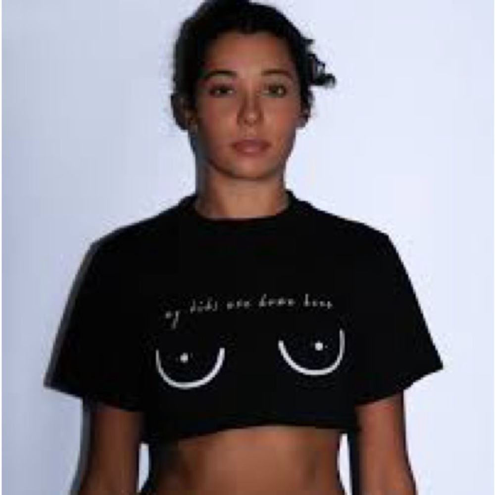Black Graphic Womens Crop Top